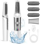 Dongxw Foot Files, Electric Foot Callus Remover,Professional Electric Pedicure Callus Remover with 3 Roller Heads for Dead Skin Dry Skin, Electric Foot File Pedicure Tool for Men & Women, White