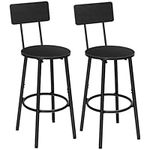 HOOBRO Bar Stools Set of 2, Breakfast Bar Stools, Kitchen Stools with Backs and Footrest, High Bar Chairs for Dining Room, Party, Black EBK32BY01G1