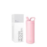 Simple Modern Kids Water Bottle with Straw lid | Insulated Stainless Steel Thermos | Reusable Travel Water Bottles for School & Sports | Leak Proof & BPA Free | Mesa Collection | 16oz, Blush