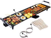 COSTWAY XL Electric Teppanyaki Table Grill, 70 x 23CM BBQ Griddle | Non-stick Barbecue Hot Plate with Spatulas and 2 Egg Rings