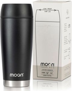 Moon 360 Travel Mug 450ml – Black Insulated Coffee Cup
