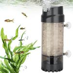 AQQA Aquarium Fluidized Moving Bed Filter,Media Submersible Sponge Filter with Air Stone Ultra-Silence Dissolved Oxygen,Air Pump Accessories,for Fresh Water and Salt-Water (S 10-40 Gallon)