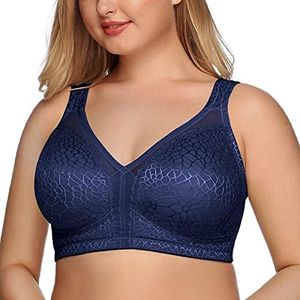 DotVol Women's Full Figure Minimizer Bras Comfort Large Busts Wirefree Non Padded Plus Size Bra(36C, Blue)