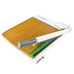 Westcott 16717 12-Inch CarboTitanium Wood Base Guillotine Paper Cutter, Multi-Paper Trimmer with 30 Sheet Capacity,Green, White, 2.75 H x 20 L x W