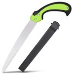 Deli DL580924 240mm Hand Saw 7 TPI Saw-Teeth with 3 Sided Grinding & Antislip Coated Handle 65Mn Heavy Duty Steel Blades for Camping Gardening Hunting (Pack of 1, Green)