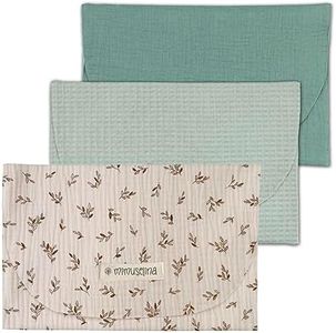 MIMUSELINA - 3X Bolsa Impermeable Bebe Guarderia para Muda | Bolsa Pañales y Toallitas Bebe | Organizador Ropa Bebe | Bolsa Tela Impermeable Ideal como Bolsa Muda Bebe (Waffle Mint/B. Mint/Ecru)