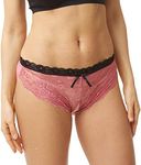 Sofishie Peek-a-Boo Floral Lace Cheeky Panties, Red, Medium