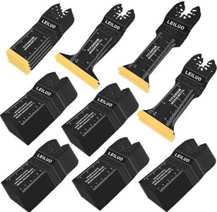 LEILUO 110 Pcs Oscillating Tool Blades Extra Long & Wide Titanium Multitool Blades for Wood Metal Oscillating Saw Blade with Storage Bag Compatible with DeWalt Milwaukee Dremel Makita and More