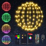 Joomer RGB Christmas Hanging Ball Lights, 12" 108 LED Foldable Color Changing Christmas Lights, App & Remote Control, Waterproof Outdoor Fairy Globe Lights for Christmas Decorations