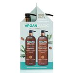 Argan Magic Shine Boosting Shampoo & Moisturizing Conditioner Duo - Gently Cleanses, Boosts Shine, Controls Frizz, Restores Moisture, Detangles | Made in USA, Paraben Free, Cruelty Free (32 oz)