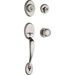 Kwikset Chelsea Single Cylinder Handleset w/Cameron Knob featuring SmartKey in Satin Nickel