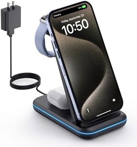 Wireless Charging Station for Apple Devices-GEEKERA 3 in 1 Foldable Wireless Charger Stand for iPhone 16 15 14 13 12 11 Pro Max/X/8, Charging Station for Apple Watch Ultra/SE/8/7/6/5/4,AirPods 2/3/Pro