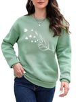 KASHIAN Women's Cotton Blend Round Neck Regular Fit Sweatshirt (Pullover) Green