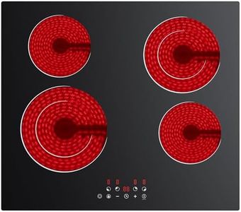 CDV 4 Burner Electric Cooktop 24 Inch, 6600W Built-in Ceramic Electric Stove Top, 220-240v Radiant Cooktop with Child Lock, Touch Control, Multiple Safety Protection, Hard Wire (No Plug)