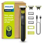 Philips OneBlade Hybrid 360 Blade Technology Electric Shaver for Face & Body, Beard Trimmer/Groomer with 3 x 360 Blade, 3 x Stubble Comb (1,3,5mm) & 1x Body Kit, Model QP2824/31