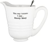 Mud Pie - 4551021 Mud Pie Ceramic Bloody Mary Pitcher Set 80 oz, 8.25 X 6.25, White
