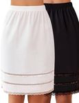 Avidlove 2Pcs Half Slips for Women Underskirt Lace Trim Above Knee Half Slip (Black&White,Medium)