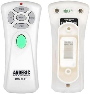 Anderic UC7080T Remote Control for Ceiling Fans - Remote Control with Wall Mount (Receiver not Included) - CHQ7080T CHQ7081T (with Up Light & Reverse Keys - RR7080T)