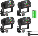 Qajok 4-Pack Party Lights DJ Disco Light, RGB LED Strobe Light, Battery Powered Sound Activated Projector with Remote Control for Christmas Halloween Decorations Birthday Stage Show Dance Wedding