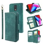 Furiet Compatible with Tracfone BLU View 3 B140DL Wallet Case Wrist Strap Lanyard Flip Credit ID Card Holder Magnetic Stand Cell Accessories Folio Purse Phone Cover for Blue View3 140DL Green