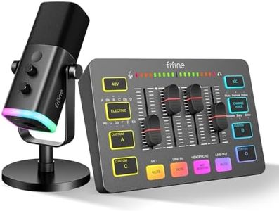 FIFINE USB/XLR Streaming Dynamic Microphone, Gaming Audio Mixer, Streaming RGB PC Mixer with XLR Microphone Interface (AM8 + SC3)