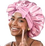 YANIBEST Satin Bonnet Silk Bonnet for Sleeping Double Layer Ajustable Satin bonnet for Women Men for Curly Natural Hair with Tie Band