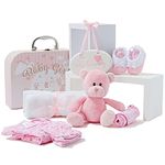 Baby Box Shop Baby Girl Gifts Newborn - 7 Girl with Baby Essentials For Newborn Hamper, Unique Baby Girl Gifts, New Born Baby Gifts Girl, Baby Hamper for New Baby Girl Gifts - Pink