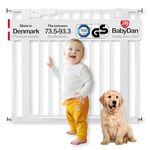 BabyDan Premier, Pressure Fit Stair Gate, 73.5-93.3 cm, Baby Gate/Safety Gate, Metal, White, Made in Denmark - (Pet Gate/Dog gate)