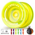 MAGICYOYO K2 Crystal Dual Purpose Yoyo, Responsive Yoyo for Kids, Professional Yoyo with Replacement Unresponsive Bearing for Intermediate + Yoyos Accessory Set (Crystal Lemon)