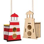 Baker Ross AW445 Light House Wooden Birdhouse Kits (Pack of 2) Birdhouses to paint and Decorate