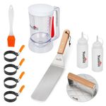 Stanbroil 10 Piece Griddle Breakfast Kit, Complete Griddle Accessories Set for Blackstone, Pancake Batter Dispenser, Stainless Steel Bacon Press & Scraper, Basting Brush, 4 Egg Rings & 2 Oil Bottle