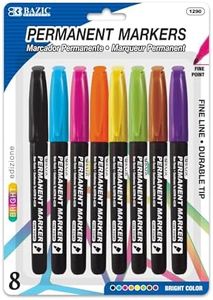 BAZIC Products Permanent Marker Fine Tip Assorted Color Markers, Coloring Doodling on Plastic Wood Metal Glass Stone, for School Office Art (8/Pack), 24-Packs
