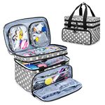 BAFASO Double Layer Sewing Accessories Organiser with 2 Detachable Pouches, Large Sewing Storage Bag for Sewing Tools, Polka Dots