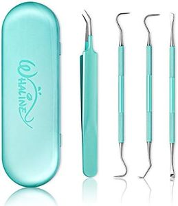 Whaline Weeding Vinyl Tools 4 Pieces Precision Stainless Steel Cricut Weeder Tool with Case Vinyl Craft Paper Craft Tool Kit for Silhouettes Cameos Lettering Scraper Hook Spatula Tweezers (Mint Green)