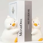 ZIHHO Cute Hug Ducks Decorative Bookends,1 Pair Book Ends Unique Non-Skid Books Holder Creative Resin Stoppers Shelf Bookend for Shelves Home Office Desk Bookshelf Decor