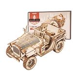 ROKR 3D Wooden Puzzle for Adults-Mechanical Car Model Kits-Brain Teaser Puzzles-Vehicle Building Kits-Unique Gift for Kids on Birthday/Christmas Day(1:18 Scale)(MC701-Army Field Car)