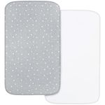 Next to Me Crib Sheets Fitted 83x50cm, Baby Bedside Crib Sheets 2 Pack, Ultra Soft, White & Grey Dot Print