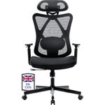 BASETBL Ergonomic Office Chair High Back Mesh Computer Swivel Chair Adjustable Lumbar Support Breathable Silent Heavy Duty Desk Chair High Back 3-Position Lock TUV & EN1335 Standard, 150kg Black