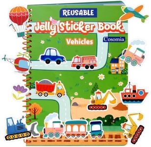 Reusable Jelly Sticker Book for Toddlers 3-5, Vehicles