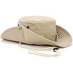 Favuit Sun Hats Safari Hat UV Protection Wide Brim Summer Hat Cotton Foldable Fishing Hiking Cap Breathable Cowboy Style Boonie Hat for Men Women Outdoor (Beige)