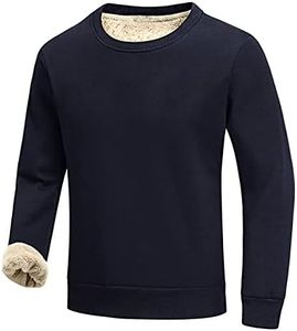 Gihuo Men's Warm Crewneck Sweatshirt Winter Sherpa Lined Fleece Sweatshirt Athletic Pullover Tops Loungewear (Navy, XL)