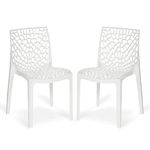 Supreme chairs Web Plastic Chair| Armless Chair for Dining Room Set, Cafe and Restaurents | Weight Bearing Upto 220kg | 6 Months Warranty*| (Color: Milky White | Set of 2 Piece)