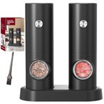 CIRCLE JOY Salt and Pepper Grinder Set Electric Pepper Grinder Automatic Pepper Mill with Adjustable Coarseness, Battery Powered Operation, Black