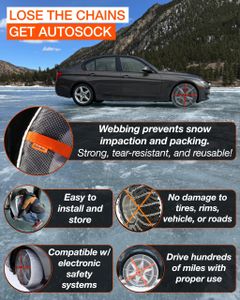 AutoSock Tire Snow Socks – Winter Traction Covers for Tires
