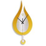 20.4 Inch Large Silent Modern Decoration Wall Clock with Pendulum Arabic Numerals Water Drop Battery Operation for Home Living Room Bedroom (Gold + White)