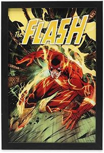 DC Comics The Flash Fiery Scene Framed Wood Wall Decor - The Flash Wall Art for Man Cave or Movie Room