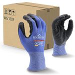 LINCONSON 12 Pack Safety Performance Series Construction Mechanics Wrinkle Latex Work Gloves (Blue, Medium (12 Pairs))