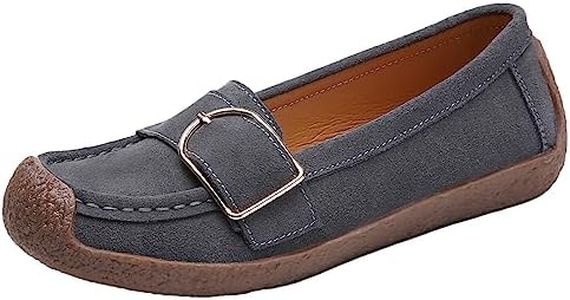 rismart Mocasine Mujer Ante Poner Conducción Planos Casual Zapato Barco Gris,41.5