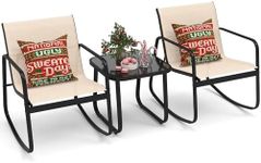 DWVO 3 Piece Patio Furniture Set Outdoor Textilene Bistro Set, Modern Porch Furniture Patio Chairs Set of 2 with Coffee Table for Backyard, Lawn, Garden, Balcony, Poolside, Brown