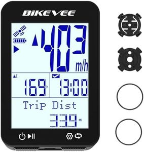 Bikevee GPS Bike Computer Wireless Bicycle Speedometer Odometer 9 Languages Auto Backlight Auto Start Stop IPX7 Waterproof 2.4 Inch LCD Supports MPH KMH - Black